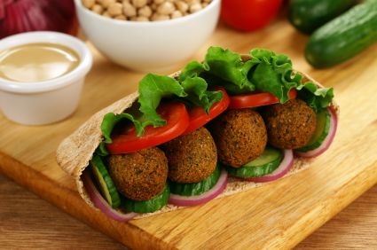 Baked Falafel Vegan Recipe with Israeli Salad and Tahini dressing – Great for kids!